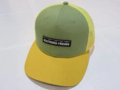 Feathered Friends Pro Style Trucker Mountain Logo Patch Hat -Feathered Friends Shop feathered friends pro style trucker mountain logo patch hat light green yellow