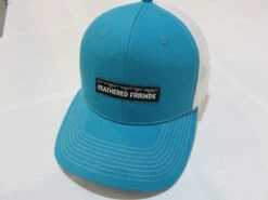 Feathered Friends Pro Style Trucker Mountain Logo Patch Hat -Feathered Friends Shop feathered friends pro style trucker mountain logo patch hat turquoise white