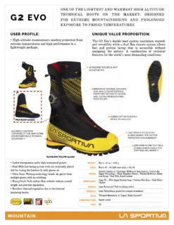 La Sportiva G2 EVO -Feathered Friends Shop la sportiva g2 evo tech sheet